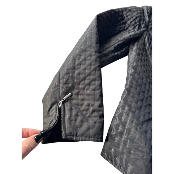 VTG Talbots Woman's Sz 10 Black Textured Polka Dots Zip Up Jacket - Picture 8 of 10